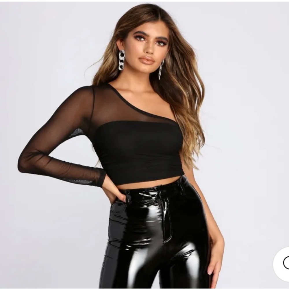 Nasty Gal black sheer blouse